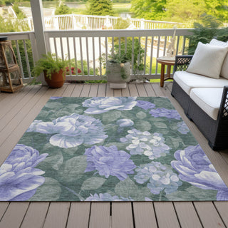 Piper Looms Chantille Floral ACN1563 Lavender Machine Washable Area Rug Outdoor Lifestyle Image Feature