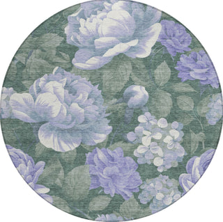 Piper Looms Chantille Floral ACN1563 Lavender Machine Washable Area Rug Round Main Image