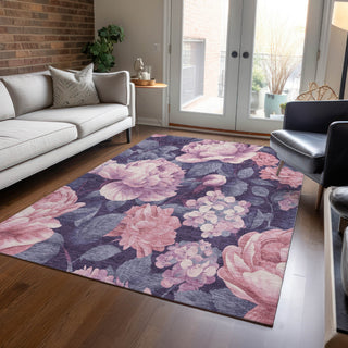 Piper Looms Chantille Floral ACN1564 Pink Machine Washable Area Rug Lifestyle Image Feature