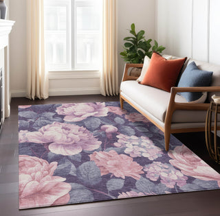 Piper Looms Chantille Floral ACN1564 Pink Machine Washable Area Rug Lifestyle Image Feature