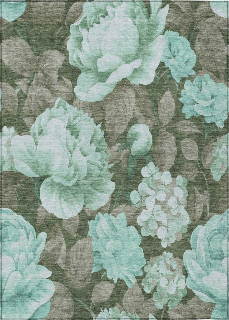 Piper Looms Chantille Floral ACN1565 Seafoam Machine Washable Area Rug main image