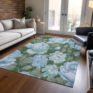 Piper Looms Chantille Floral ACN1566 Sky Machine Washable Area Rug Lifestyle Image Feature