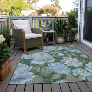 Piper Looms Chantille Floral ACN1566 Sky Machine Washable Area Rug Outdoor Lifestyle Image Feature