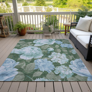 Piper Looms Chantille Floral ACN1566 Sky Machine Washable Area Rug Outdoor Lifestyle Image Feature