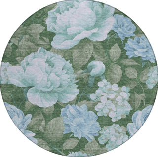 Piper Looms Chantille Floral ACN1566 Sky Machine Washable Area Rug Round Main Image
