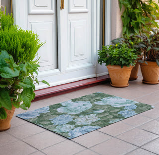 Piper Looms Chantille Floral ACN1566 Sky Machine Washable Area Rug Scatter Outdoor Lifestyle Image Feature