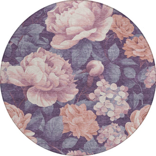 Piper Looms Chantille Floral ACN1567 Salmon Machine Washable Area Rug Round Main Image