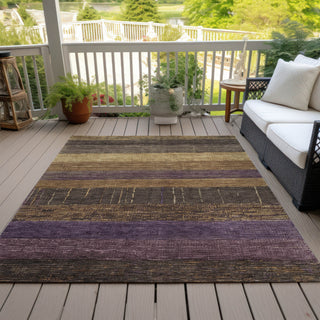 Piper Looms Chantille Stripes ACN1568 Brown Machine Washable Area Rug Outdoor Lifestyle Image Feature