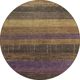 Piper Looms Chantille Stripes ACN1568 Brown Machine Washable Area Rug Round Main Image