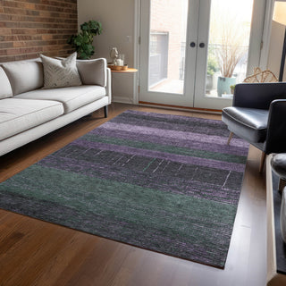 Piper Looms Chantille Stripes ACN1571 Purple Machine Washable Area Rug Lifestyle Image Feature