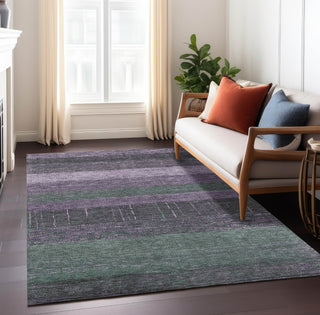 Piper Looms Chantille Stripes ACN1571 Purple Machine Washable Area Rug Lifestyle Image Feature