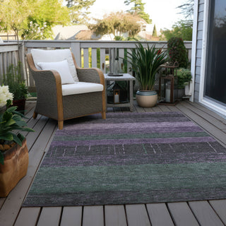 Piper Looms Chantille Stripes ACN1571 Purple Machine Washable Area Rug Outdoor Lifestyle Image Feature