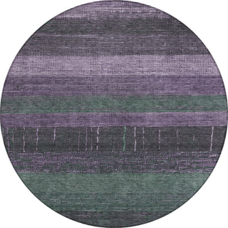Piper Looms Chantille Stripes ACN1571 Purple Machine Washable Area Rug Round Main Image