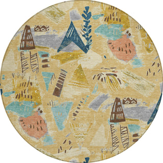 Piper Looms Chantille Modern ACN1574 Gold Machine Washable Area Rug Round Main Image