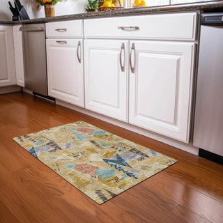 Piper Looms Chantille Modern ACN1574 Gold Machine Washable Area Rug Scatter Lifestyle Image Feature