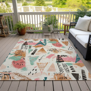 Piper Looms Chantille Modern ACN1575 Ivory Machine Washable Area Rug Outdoor Lifestyle Image Feature
