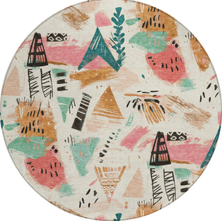 Piper Looms Chantille Modern ACN1575 Ivory Machine Washable Area Rug Round Main Image