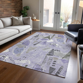 Piper Looms Chantille Modern ACN1577 Lavender Machine Washable Area Rug Lifestyle Image Feature