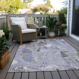 Piper Looms Chantille Modern ACN1577 Lavender Machine Washable Area Rug Outdoor Lifestyle Image Feature