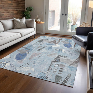 Piper Looms Chantille Modern ACN1579 Sky Machine Washable Area Rug Lifestyle Image Feature