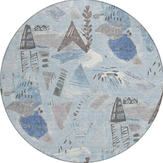 Piper Looms Chantille Modern ACN1579 Sky Machine Washable Area Rug Round Main Image