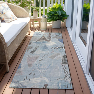 Piper Looms Chantille Modern ACN1579 Sky Machine Washable Area Rug Runner Outdoor Lifestyle Image Feature