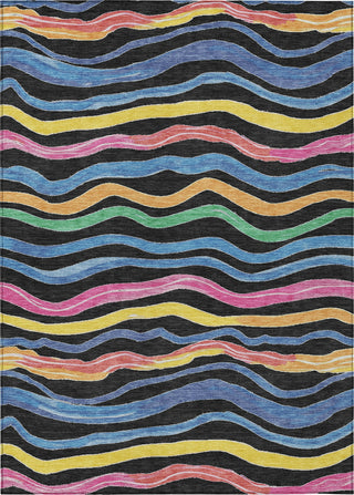 Piper Looms Chantille Stripes ACN1581 Black Machine Washable Area Rug main image