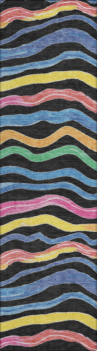 Piper Looms Chantille Stripes ACN1581 Black Machine Washable Area Rug Runner Main Image
