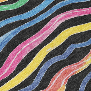 Piper Looms Chantille Stripes ACN1581 Black Machine Washable Area Rug Swatch Image