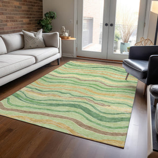 Piper Looms Chantille Stripes ACN1582 Green Machine Washable Area Rug Lifestyle Image Feature