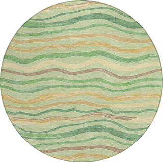 Piper Looms Chantille Stripes ACN1582 Green Machine Washable Area Rug Round Main Image
