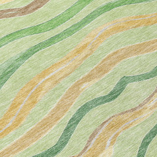 Piper Looms Chantille Stripes ACN1582 Green Machine Washable Area Rug Swatch Image
