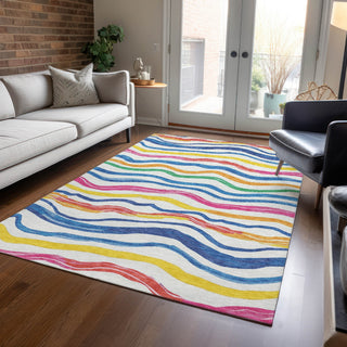 Piper Looms Chantille Stripes ACN1583 Ivory Machine Washable Area Rug Lifestyle Image Feature