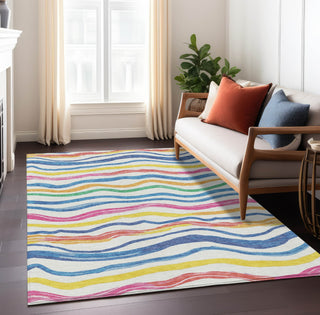 Piper Looms Chantille Stripes ACN1583 Ivory Machine Washable Area Rug Lifestyle Image Feature