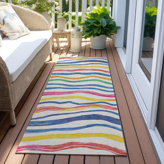 Piper Looms Chantille Stripes ACN1583 Ivory Machine Washable Area Rug Runner Outdoor Lifestyle Image Feature