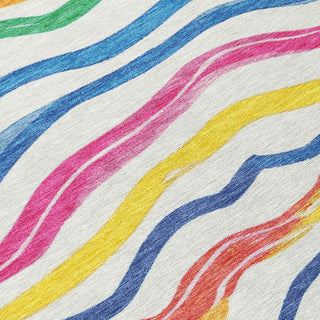 Piper Looms Chantille Stripes ACN1583 Ivory Machine Washable Area Rug Swatch Image