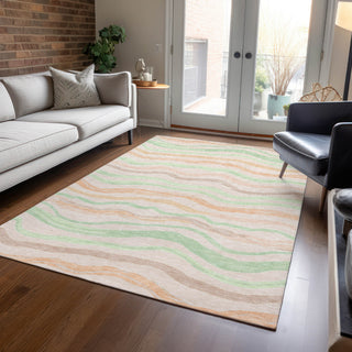 Piper Looms Chantille Stripes ACN1585 Peach Machine Washable Area Rug Lifestyle Image Feature