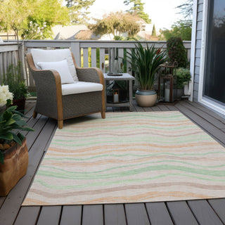 Piper Looms Chantille Stripes ACN1585 Peach Machine Washable Area Rug Outdoor Lifestyle Image Feature