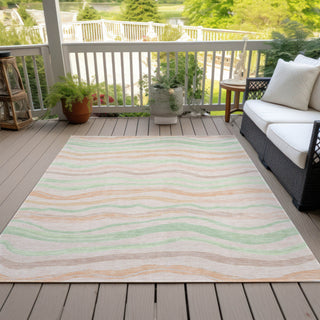 Piper Looms Chantille Stripes ACN1585 Peach Machine Washable Area Rug Outdoor Lifestyle Image Feature
