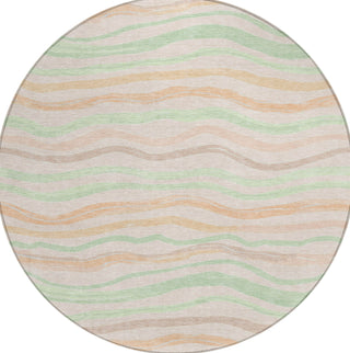 Piper Looms Chantille Stripes ACN1585 Peach Machine Washable Area Rug Round Main Image