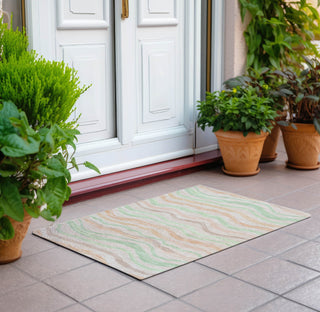 Piper Looms Chantille Stripes ACN1585 Peach Machine Washable Area Rug Scatter Outdoor Lifestyle Image Feature