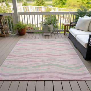 Piper Looms Chantille Stripes ACN1586 Pink Machine Washable Area Rug Outdoor Lifestyle Image Feature