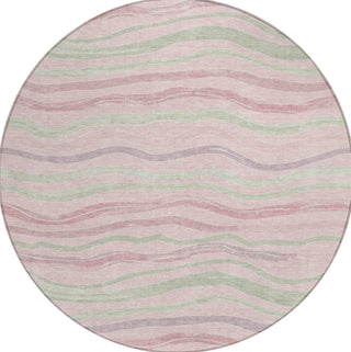Piper Looms Chantille Stripes ACN1586 Pink Machine Washable Area Rug Round Main Image