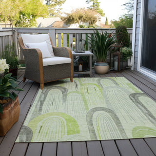 Piper Looms Chantille Geometric ACN1588 Aloe Machine Washable Area Rug Outdoor Lifestyle Image Feature