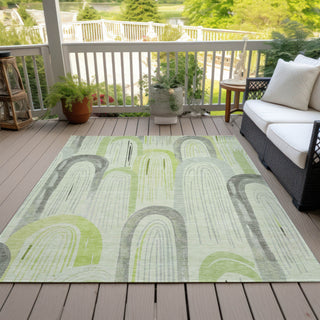 Piper Looms Chantille Geometric ACN1588 Aloe Machine Washable Area Rug Outdoor Lifestyle Image Feature