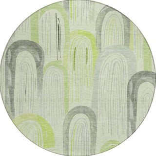 Piper Looms Chantille Geometric ACN1588 Aloe Machine Washable Area Rug Round Main Image