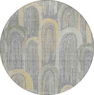 Piper Looms Chantille Geometric ACN1590 Gray Machine Washable Area Rug Round Main Image