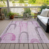 Piper Looms Chantille Geometric ACN1592 Pink Machine Washable Area Rug Outdoor Lifestyle Image Feature