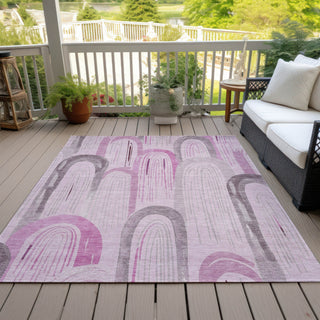 Piper Looms Chantille Geometric ACN1592 Pink Machine Washable Area Rug Outdoor Lifestyle Image Feature