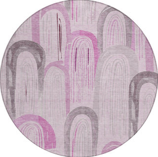 Piper Looms Chantille Geometric ACN1592 Pink Machine Washable Area Rug Round Main Image
